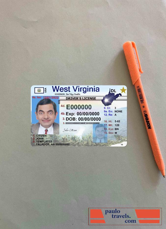 USA West Virgina driving license photolook FRONT PSD template